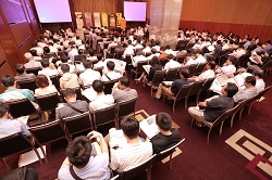 Attendees  listened attentively to the speech by Bryan Huang.